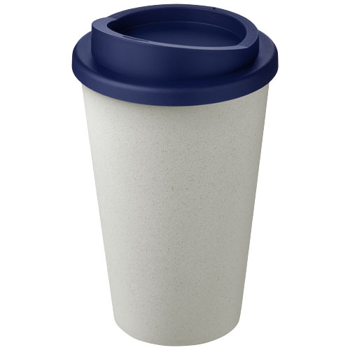 Gobelet publicitaire recyclé 350ml Americano® Blanc / Bleu